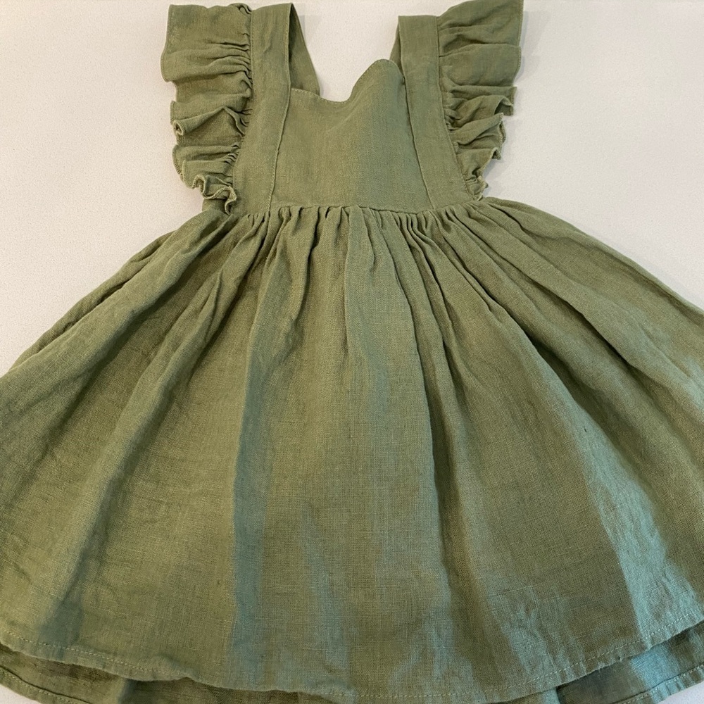 Olive Green Dannie and Lilou Pinafore Dress